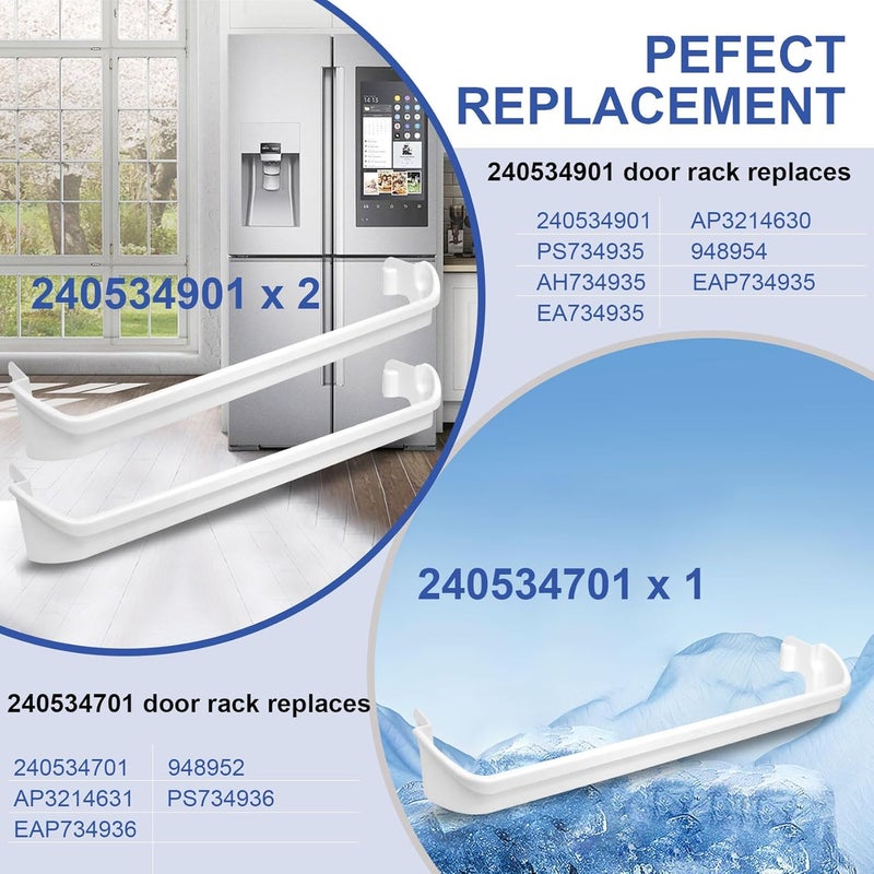 Edovaf Store شريط تثبيت رف باب الثلاجة 240534701 x1 و 240534901 x2 متوافق مع قطع غيار ثلاجة frigidaire ken-more استبدال رف الباب - Image 4